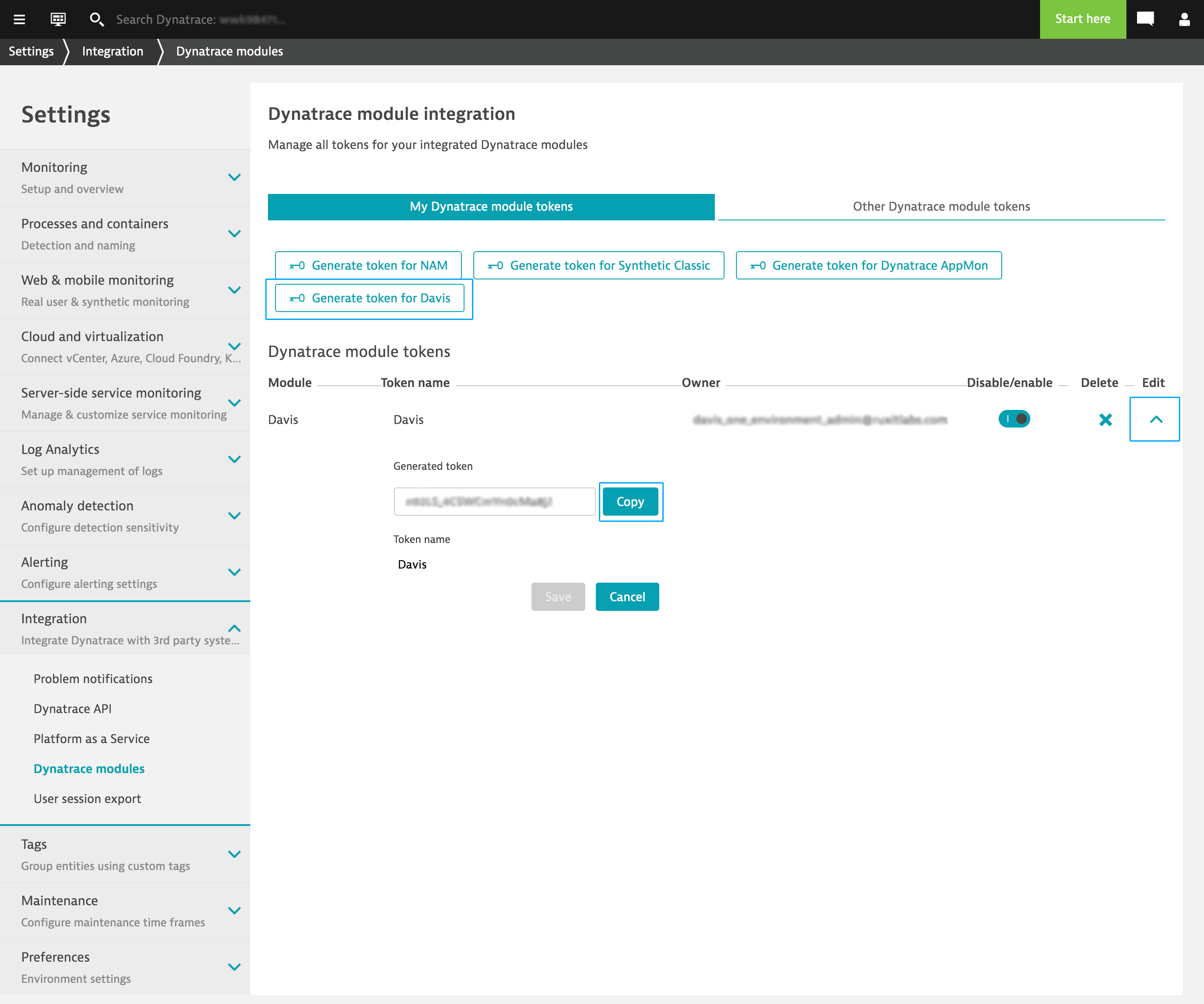 Add a managed environment to Davis Assistant