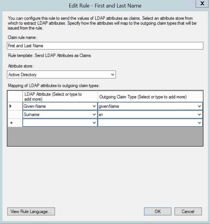 AD FS - First and Last Name