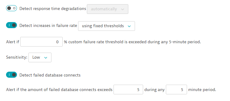 Anomaly detection config - database