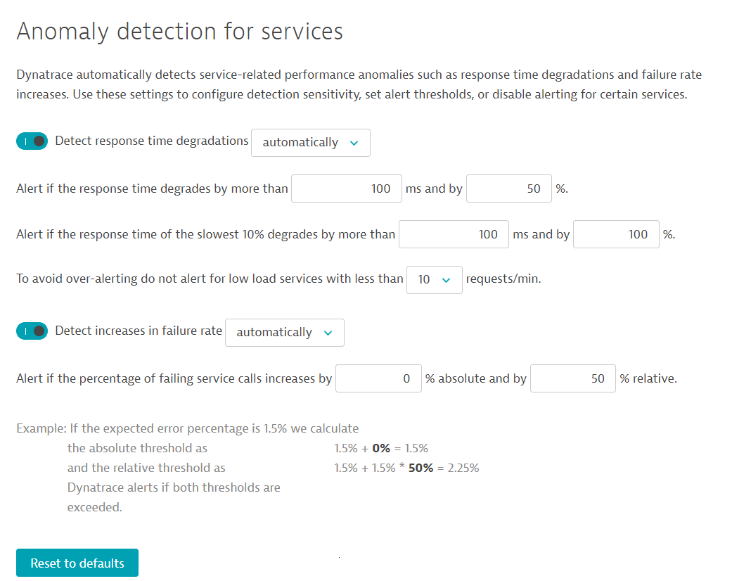 anomaly detection for services