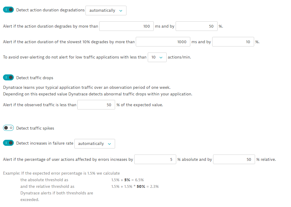 Anomaly detection config - apps