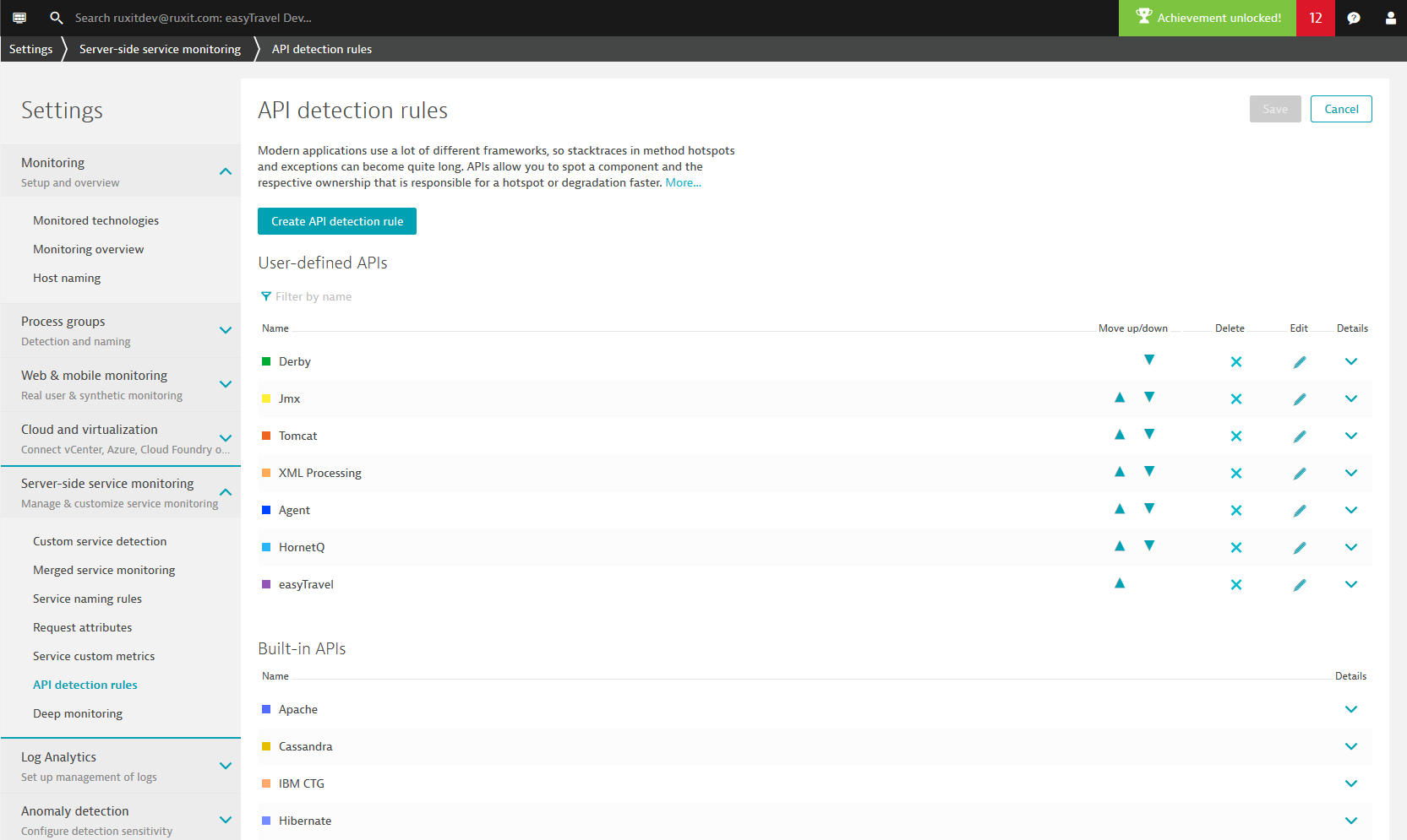 API detection rules