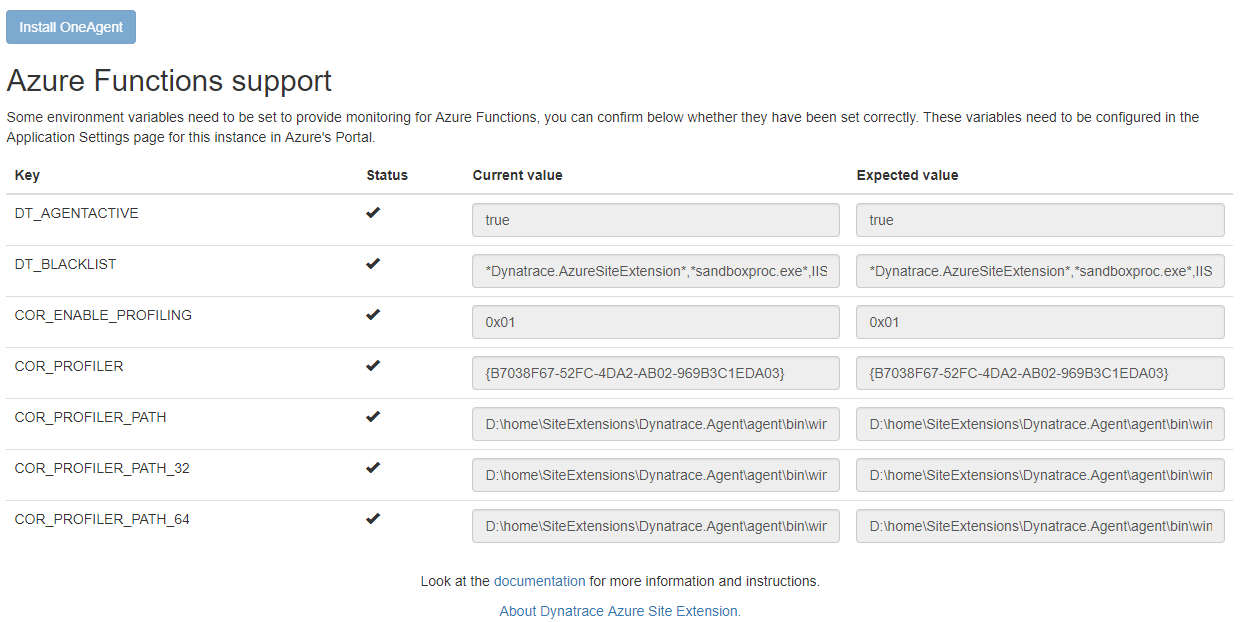 Azure Functions config