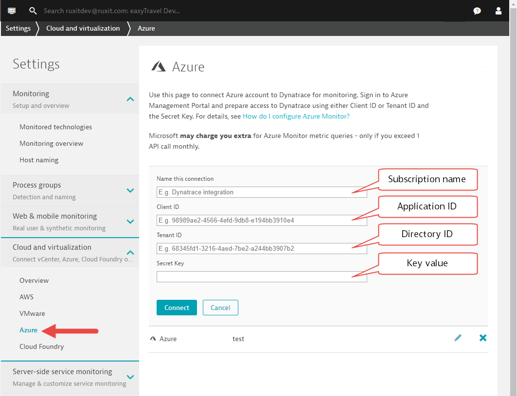 Configure Azure Monitor - connect to DESK