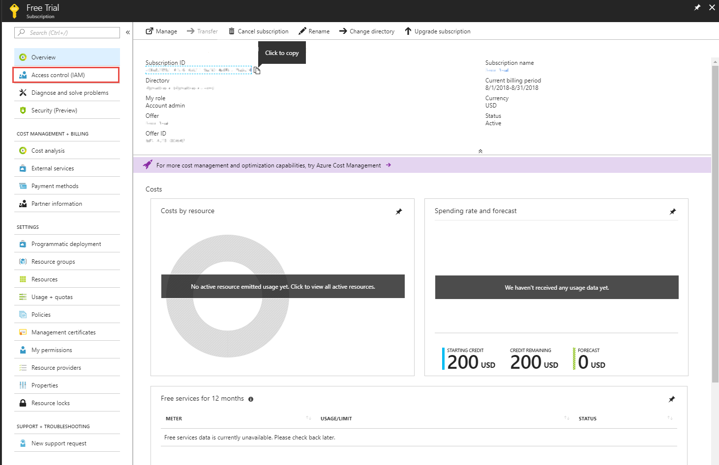 Configure Azure Monitor - create subscription