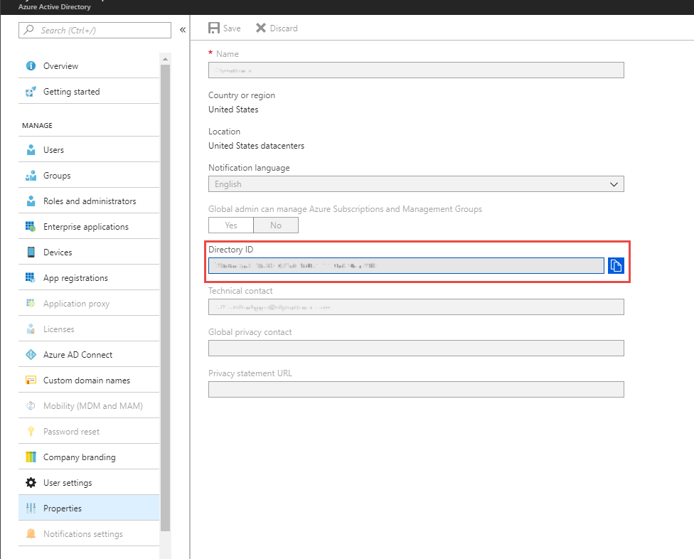 Configure azure - Tenant ID