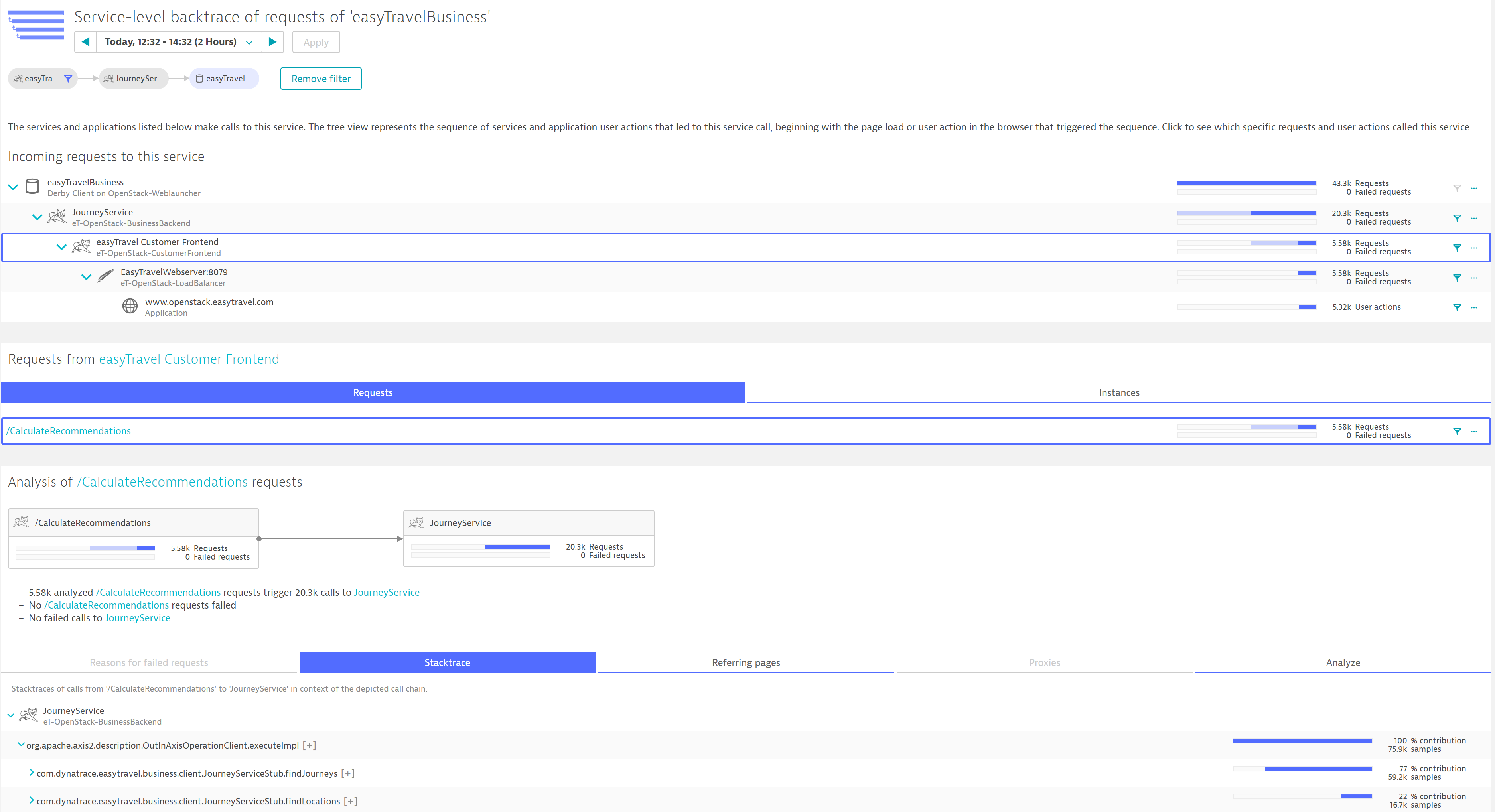 database service backtrace