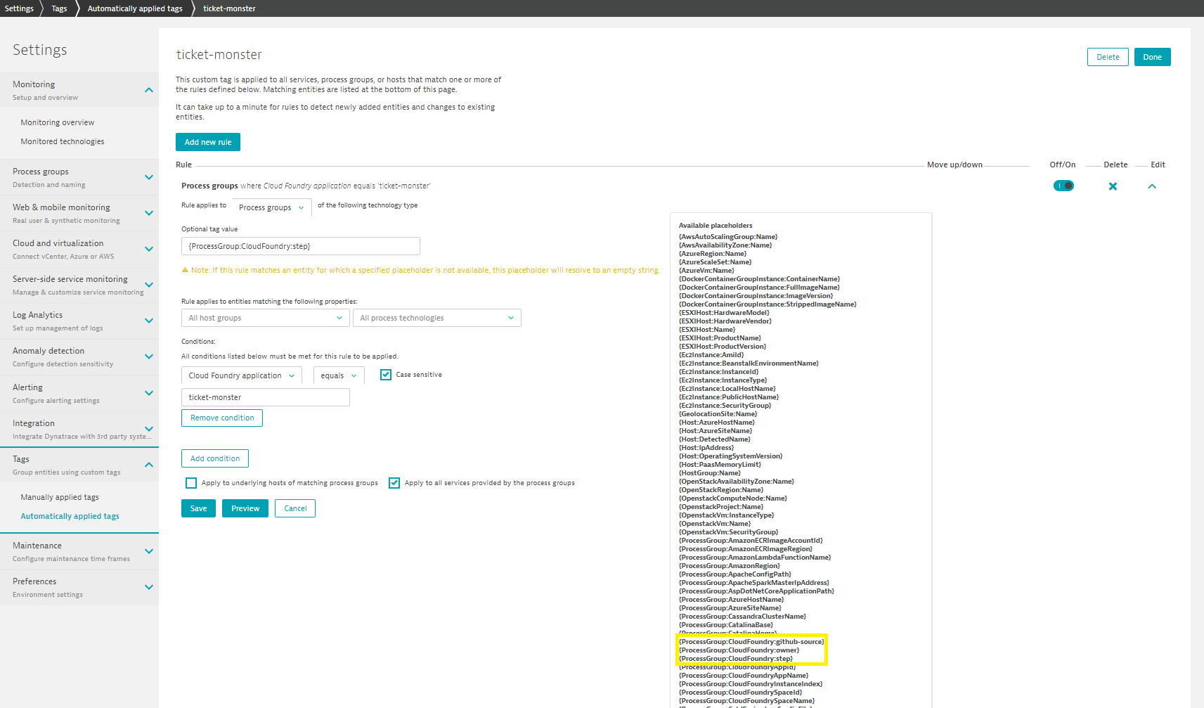 cloud foundry metadata