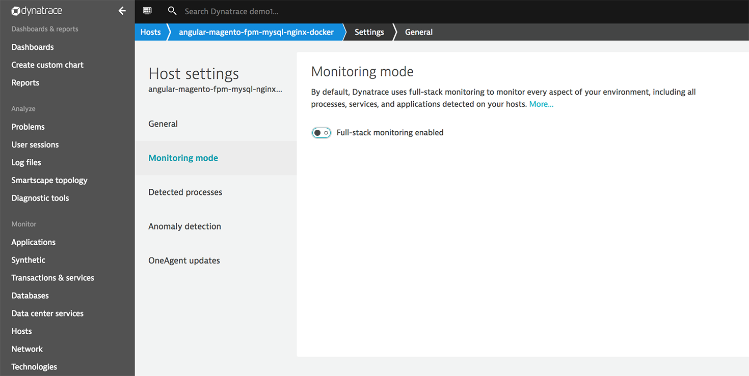 Cloud infrastructure monitoring mode enabled