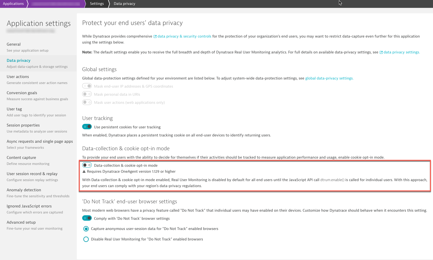 data-collection and cookie opt-in mode