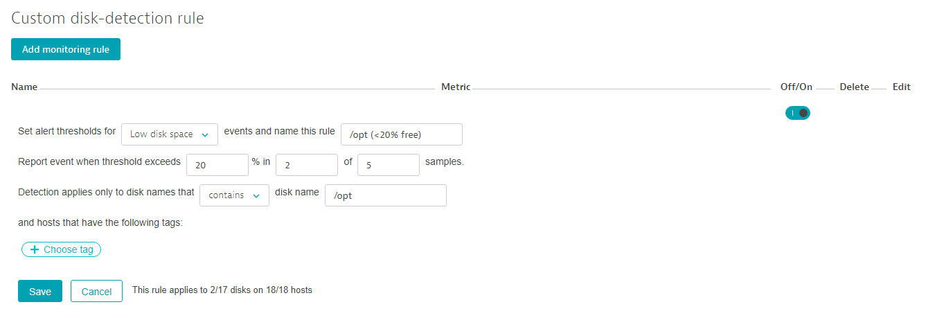 custom disk detection rule