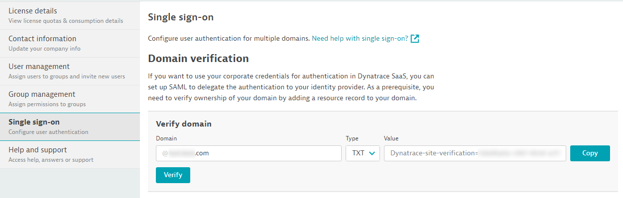 SSO: domains verification