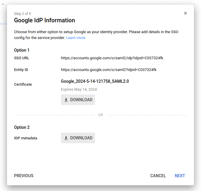 GSuite: Google IdP Information