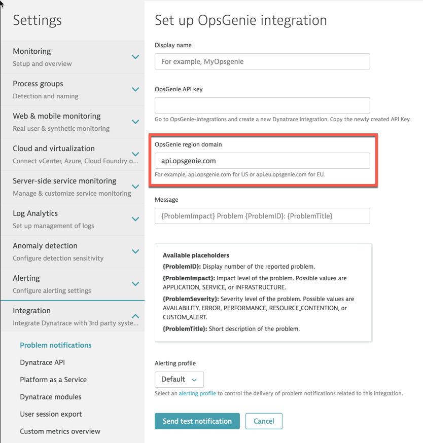 OpsGenie region domain
