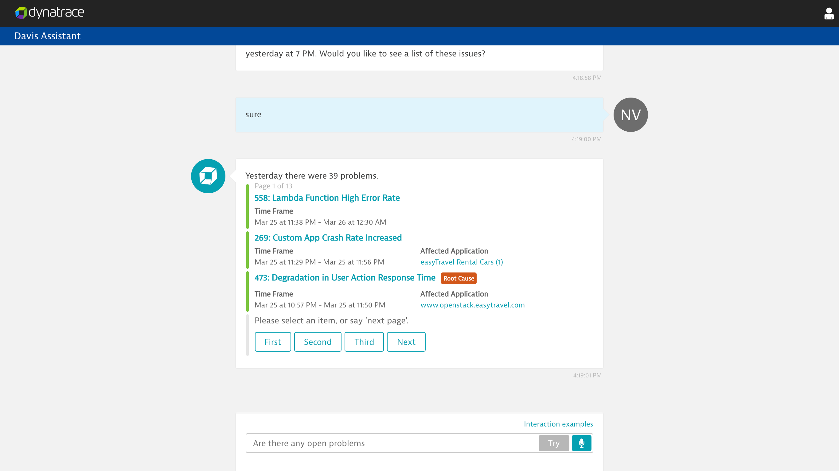 Davis Assistant web interaction