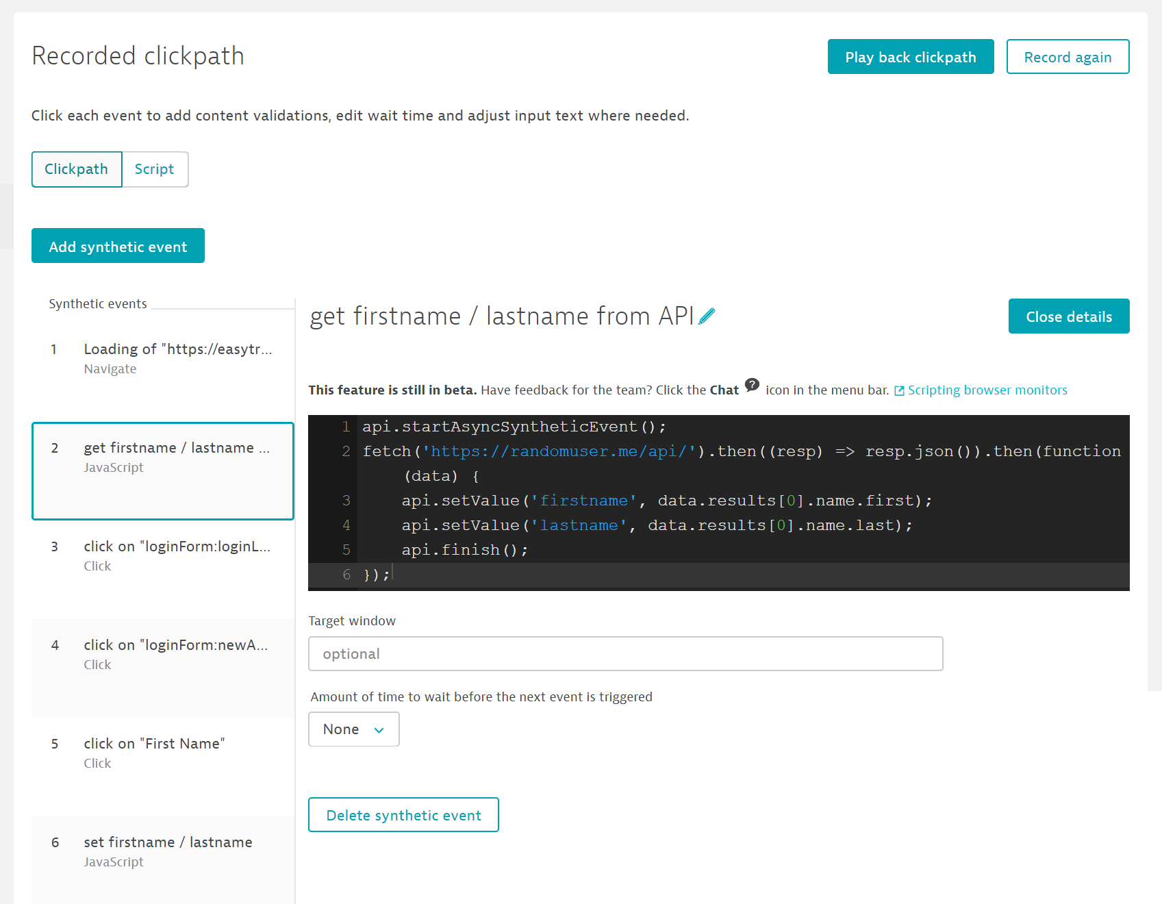 JavaScript clickpath event