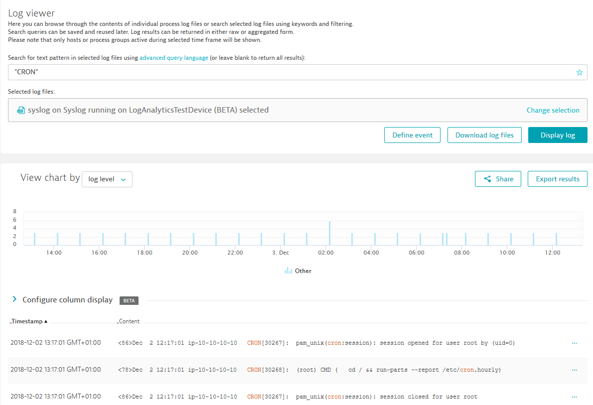 Log Monitoring adding custom column example step 1