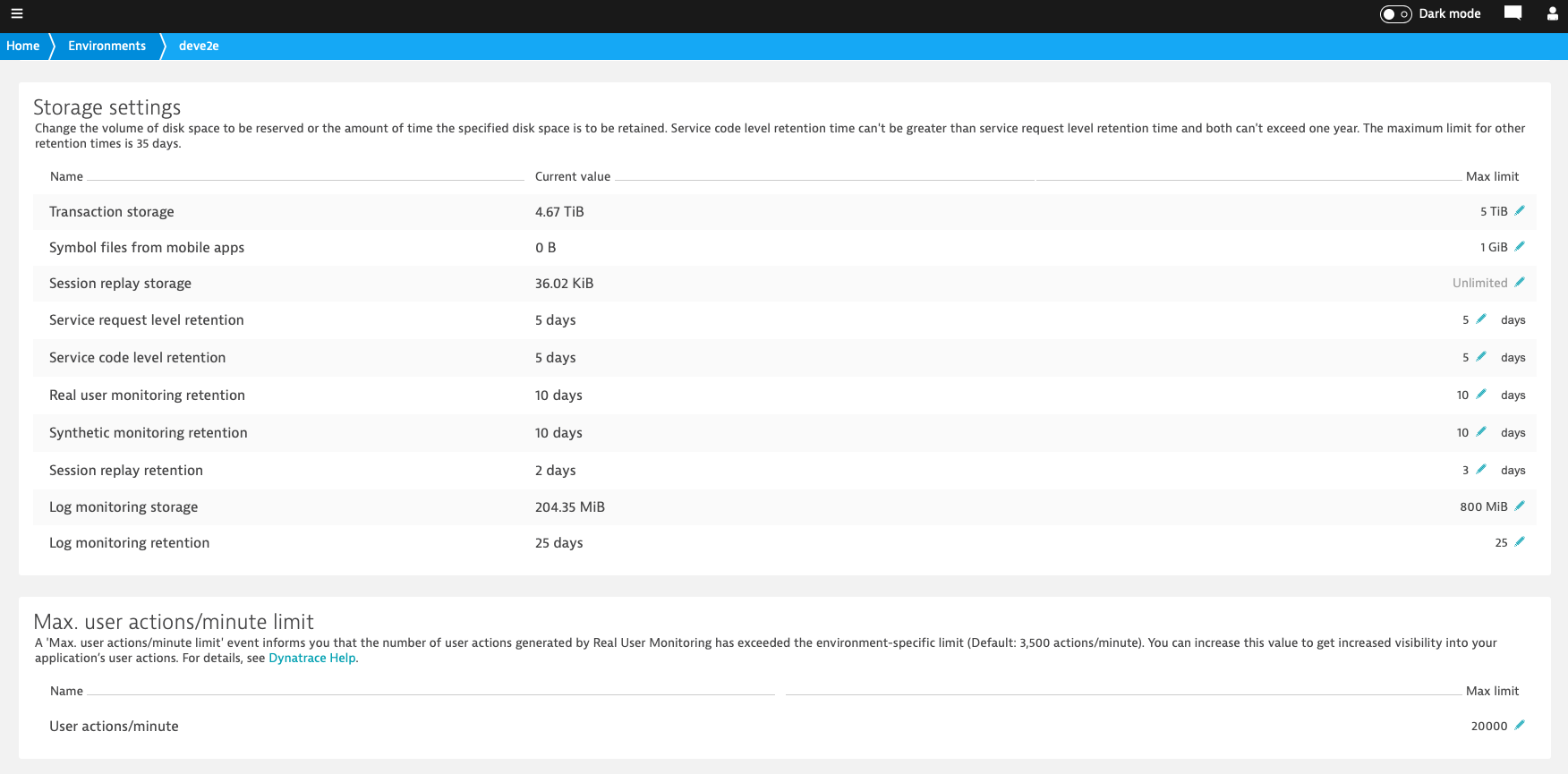 max user actions per minute