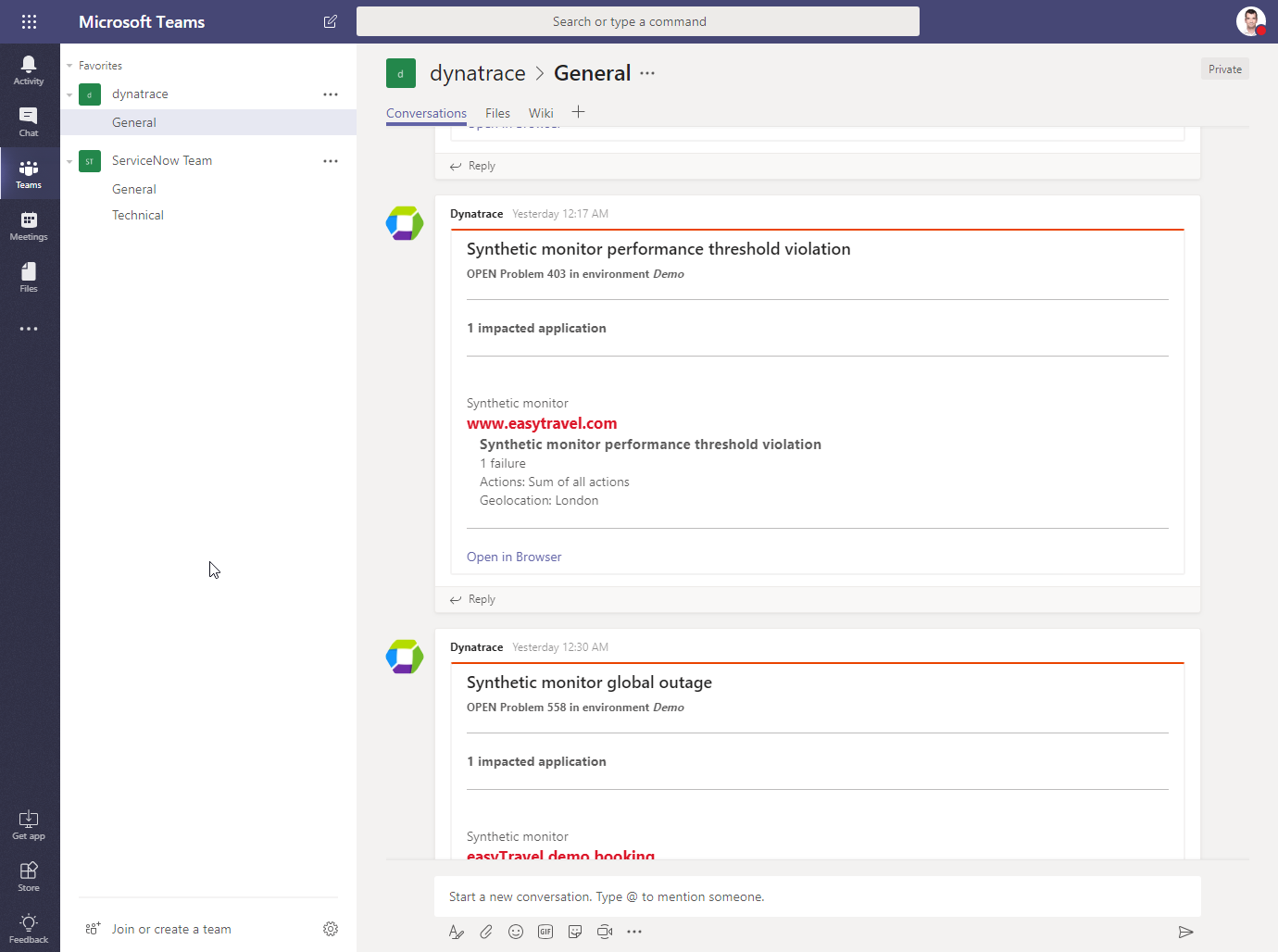 Microsoft Teams screen integrated with DESK