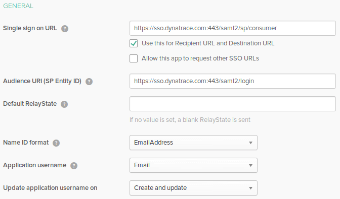 Okta: General settings example