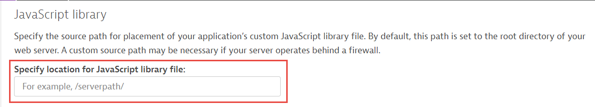 Real User Monitoring - specify location for JavaScript library file