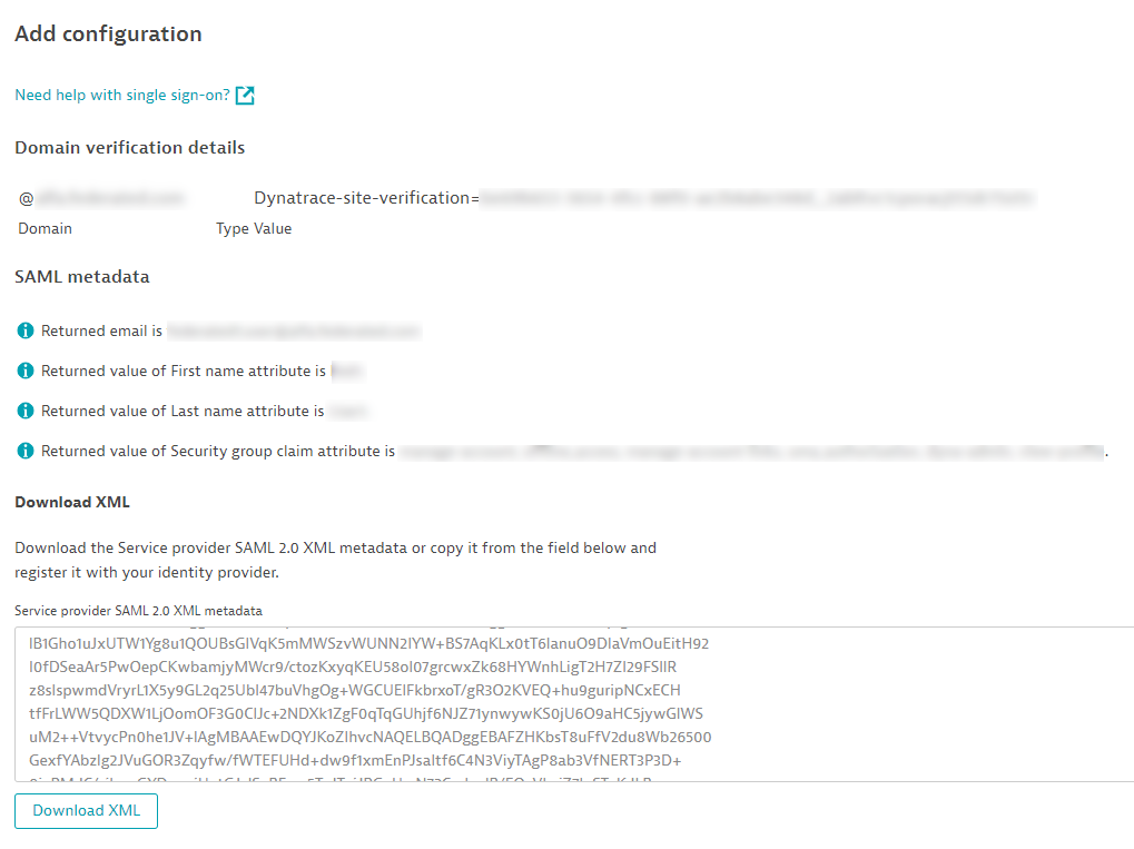 SAML: configuration summary