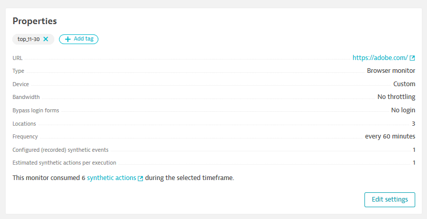 Browser monitor properties