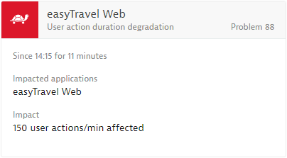 User action duration degradation event