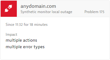 Synthetic monitors local outage event